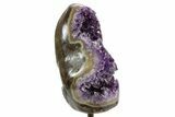 Dark Purple Amethyst Geode On Metal Stand - Uruguay #364452-1
